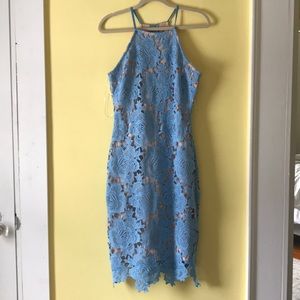 Baby blue lace cocktail dress